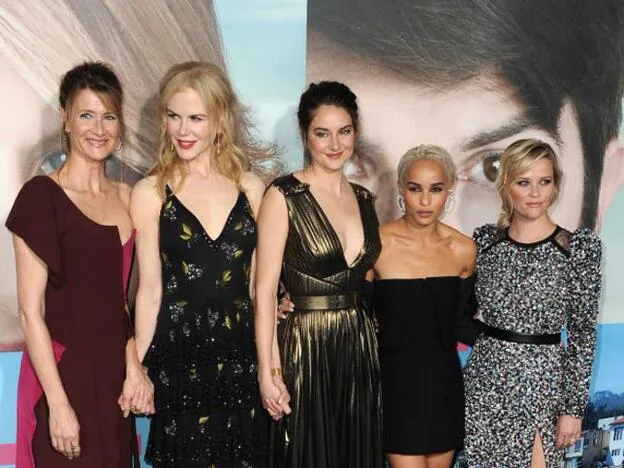 El reparto de la serie Big Little Lies: Laura Dern, Nicole Kidman, Shailene Woodley, Zoe Kravitz y Reese Whiterspoon.