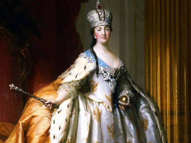 Retrato de la emperatriz de Rusia Catalina la Grande el día de su coronación.