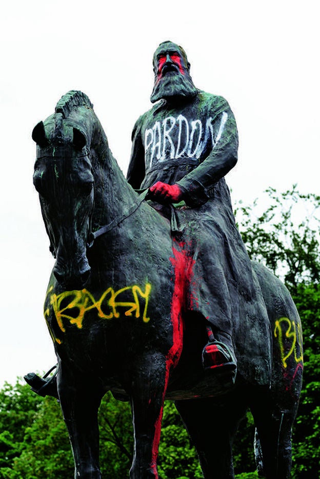 Una de las estatuas de Leopoldo II vandalizada en las protestas antirracistas.