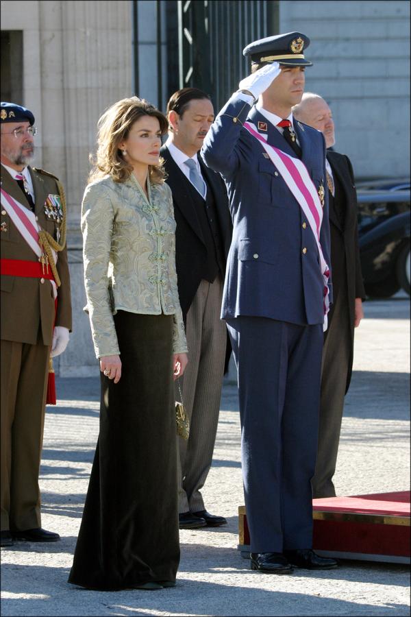 El vestido de doña Letizia en la Pascua Militar de 2005