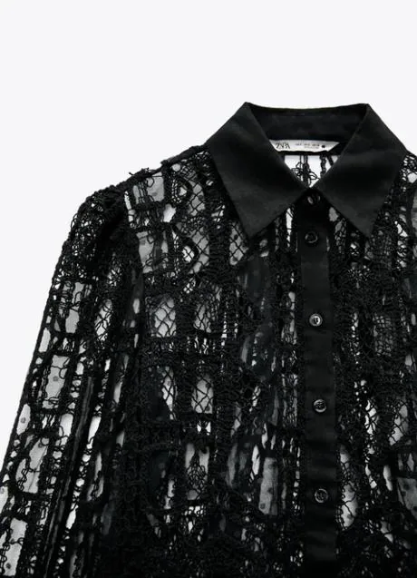 Analista Villano diámetro La camisa crochet más bonita de la temporada está en Zara y es de color  negro, para que te la pongas con todo | Mujer Hoy