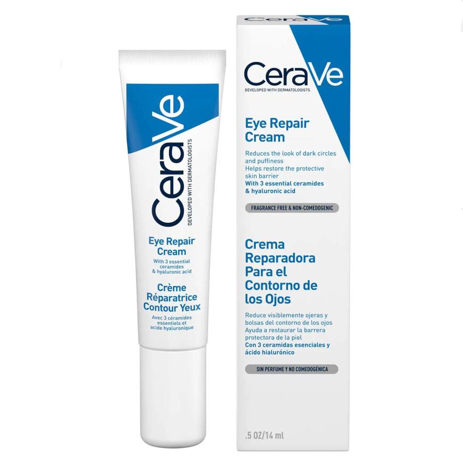 Los cosméticos eficaces recomendados por dermatólogos: Crema de contorno de ojos reparadora de CeraVe