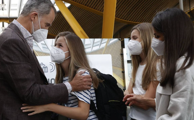 La mirada cómplice entre el Rey y la princesa Leonor en su despedida en el aeropuerto de Madrid. 