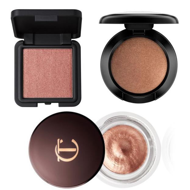 The Metallic Eyeshadow de 3ina (9,95 euros), Sombra de ojos pequeña de MAC (19,50 euros) y Eyes to Mesmerise en Rose Gold de Charlotte Tilbury (26 euros).