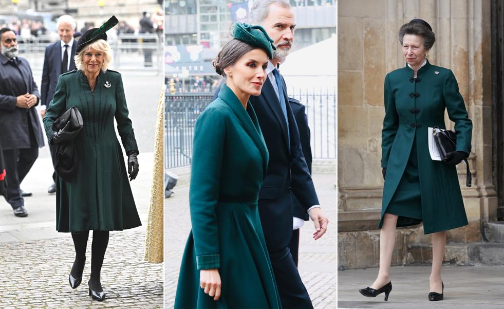 Por qué todas las royals visten de verde en el funeral del duque de Edimburgo: el secreto de protocolo que une a Letizia, Camilla y la princesa Ana