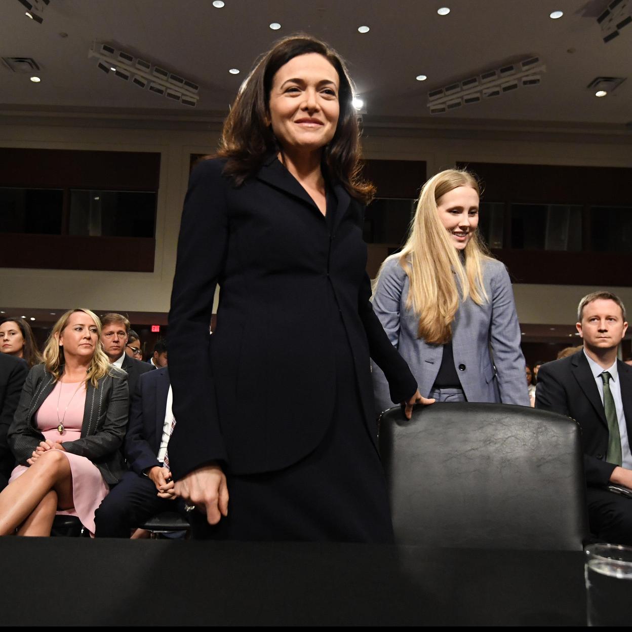 Sheryl Sandberg, en su comparecencia ante el Comité de Inteligencia del Senado, en 2018/getty