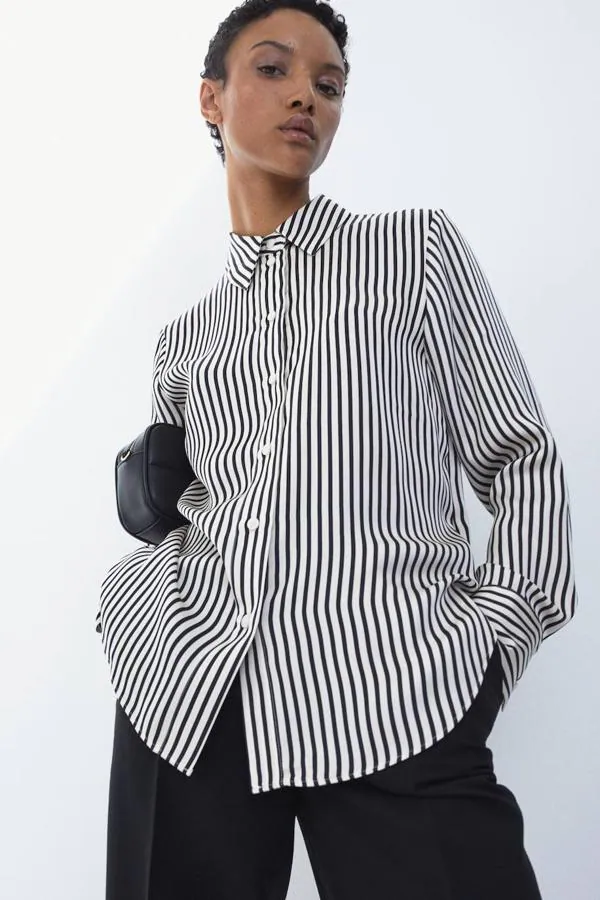 Las camisas de rayas de H&M con las tus looks diarios de oficina serán los más | Mujer Hoy