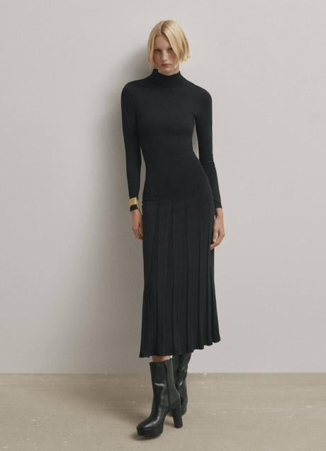 Vestido midi de punto negro