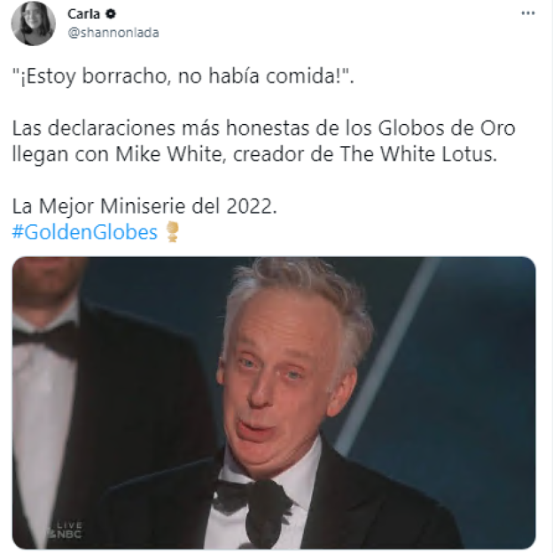 Meme Mike White en los Globos de Oro 2023.