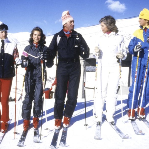 Una de las visitas anuales de la familia real a Baqueira Beret en los años 80. 