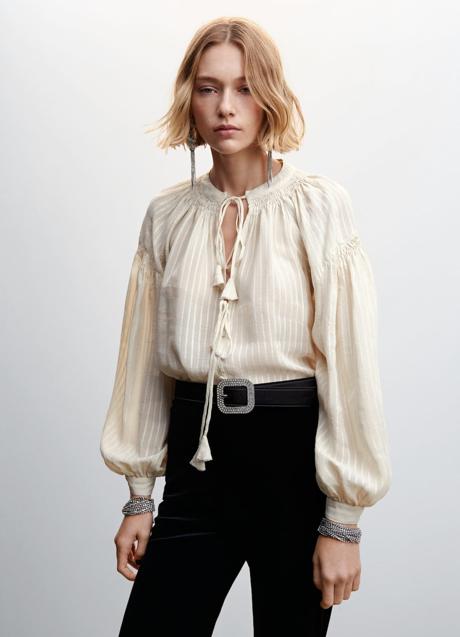 White blouse with tassels by Mango (39.99 euros)