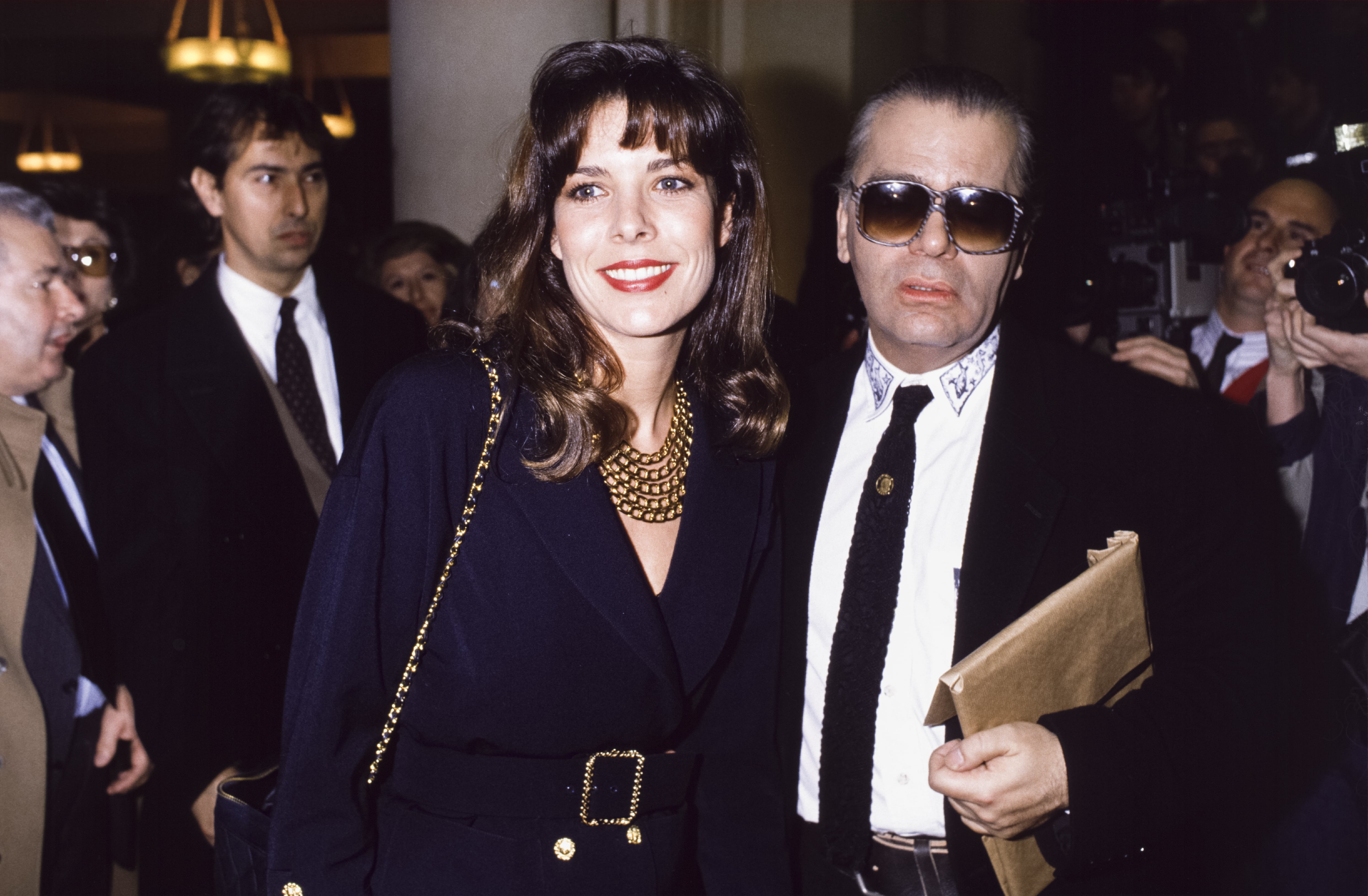 Carolina de Mónaco y Karl lagerfeld, en un evento en los años 90.