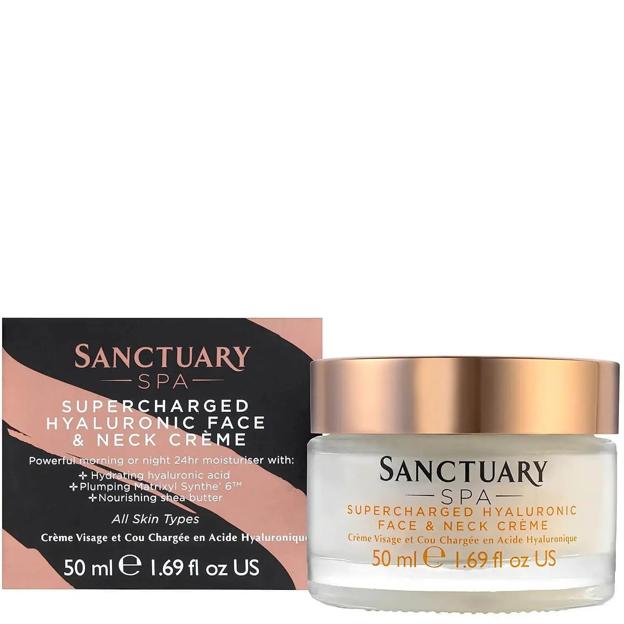 Crema de rostro y cuello hialurónica Supercharged de Sanctuary Spa.