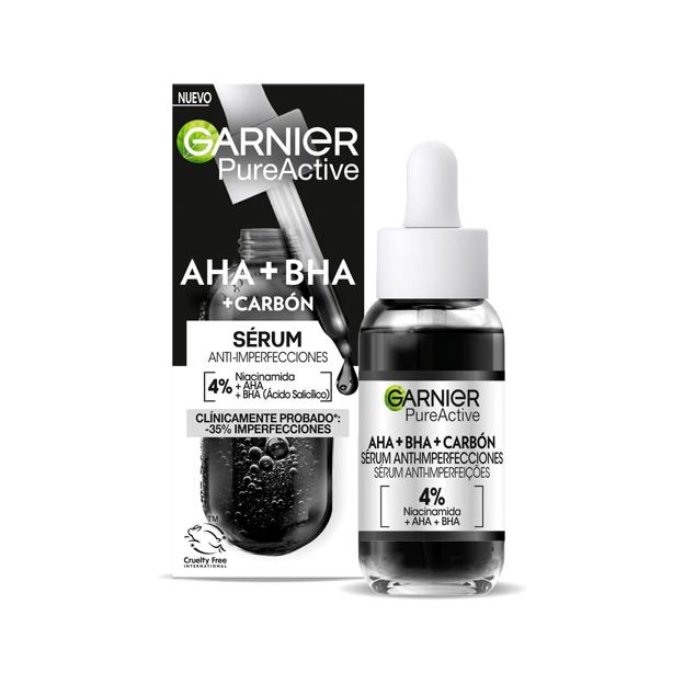 Sérum con carbón y niacinamida de Garnier.