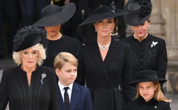 Meghan Markle y Kate Middleton en el funeral de la reina Isabel II.