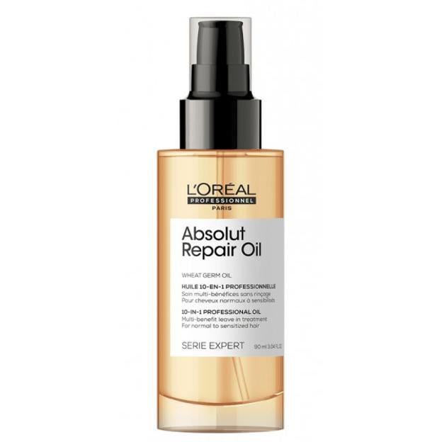 Spray 10 en 1 Reparador Absoluto Gold de L'Oréal Paris.