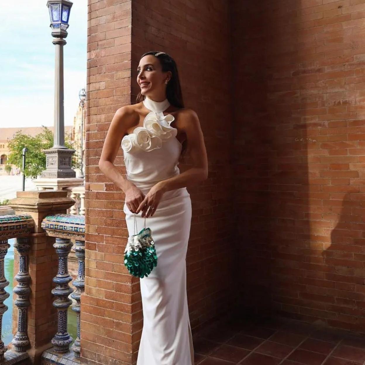 La influencer Rocío Osorno con vestido flor./@rocio0osorno