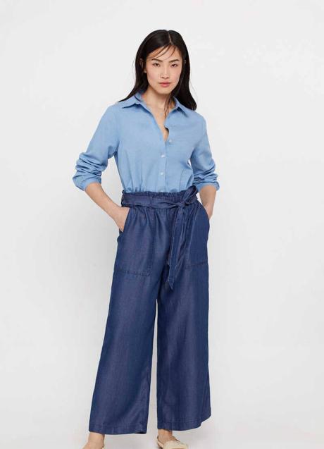 Pantalón efecto denim culotte