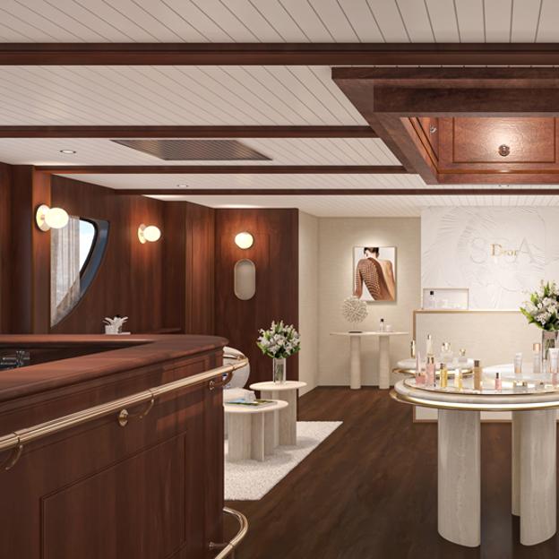 Esta es la recepción del spa dentro del Spa CRuise de Dior que estará abierto del 3 al 14 de julio.