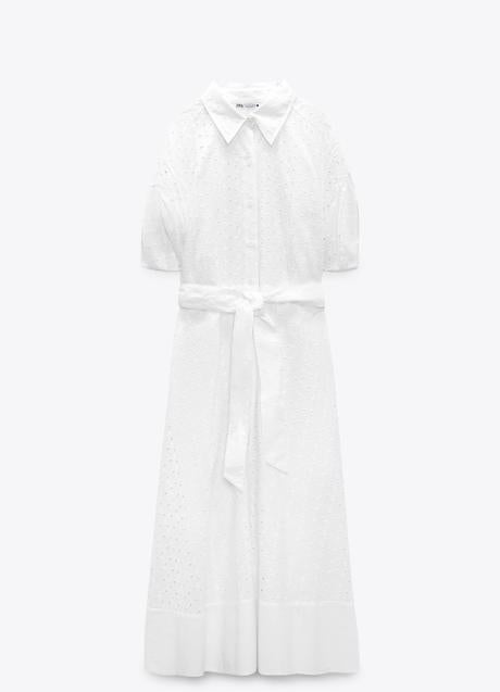 Vestido blanco de Zara (22,95 euros). Foto: Zara.