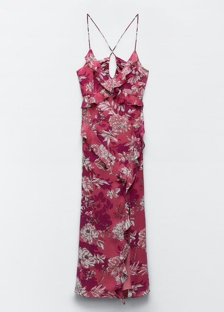 Vestido de tirantes estampado con flores de Zara (35,99 euros)