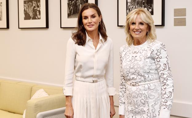 La reina Letizia se ha reunido varias veces con Jill Biden, primera dama de Estados Unidos, tanto en Madrid como en Nueva York. 