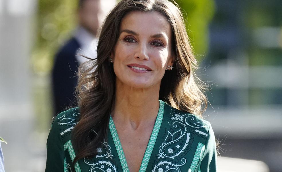 La reina Letizia recicla su vestido bordado favorito y los zapatos kitten heel para el Día Mundial de la Salud Mental