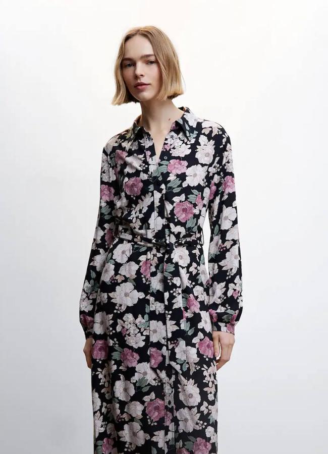 Vestido camisero con floral print