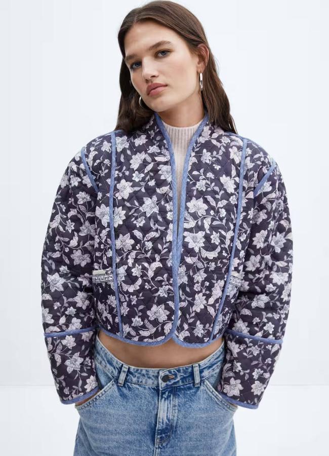 Chaqueta de flores cropped