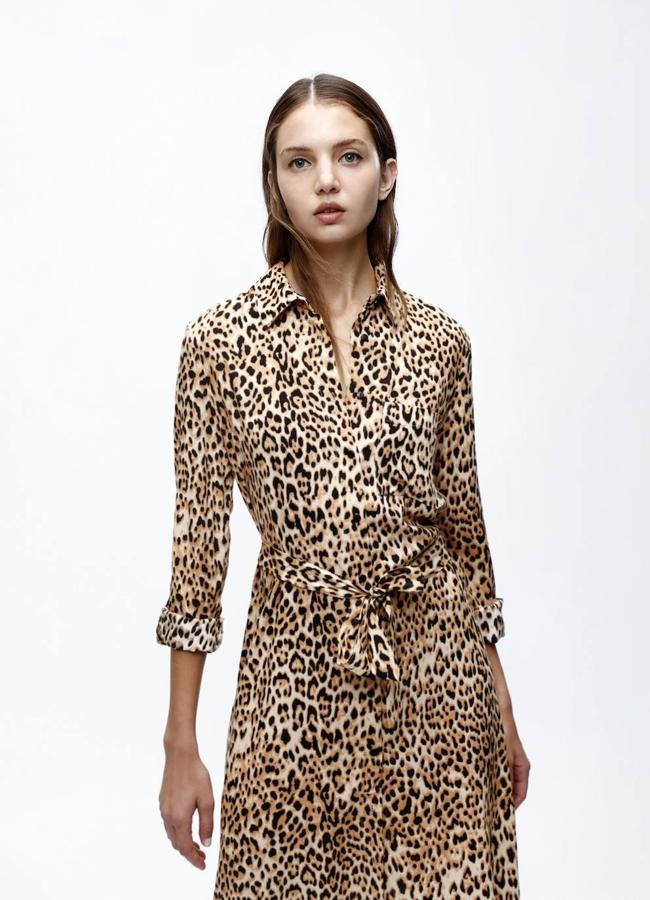 Vestido camisero en animal print