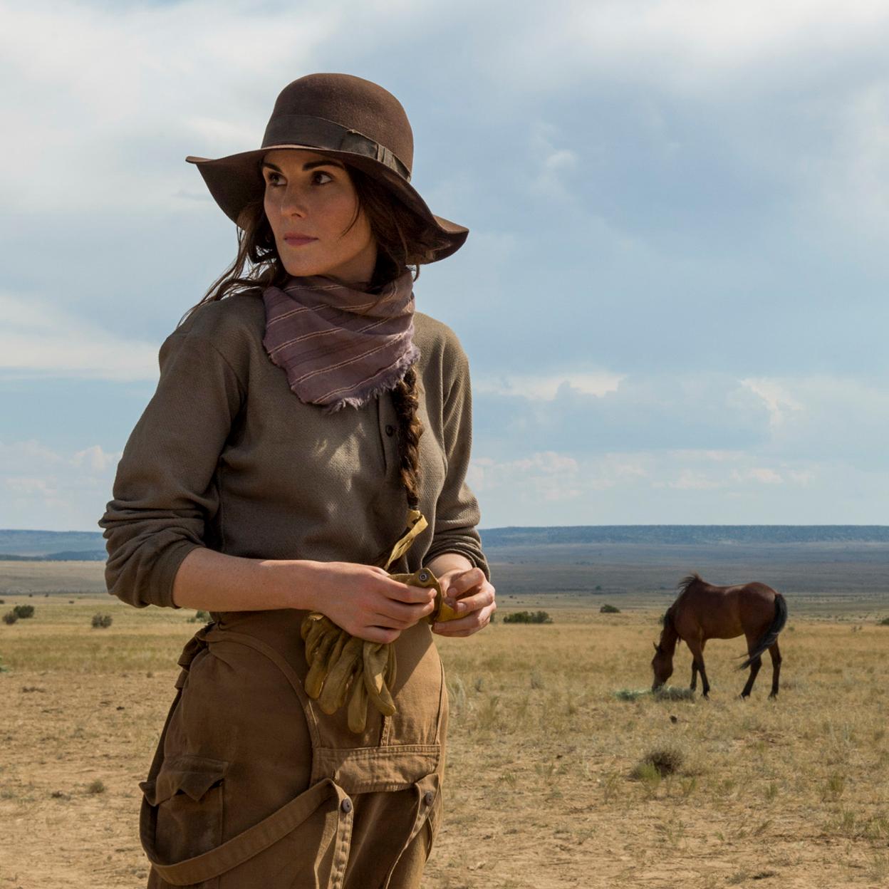 Michelle Dockery como Alice Fletcher en una imagen de la miniserie de Netflix, Godless. /netflix