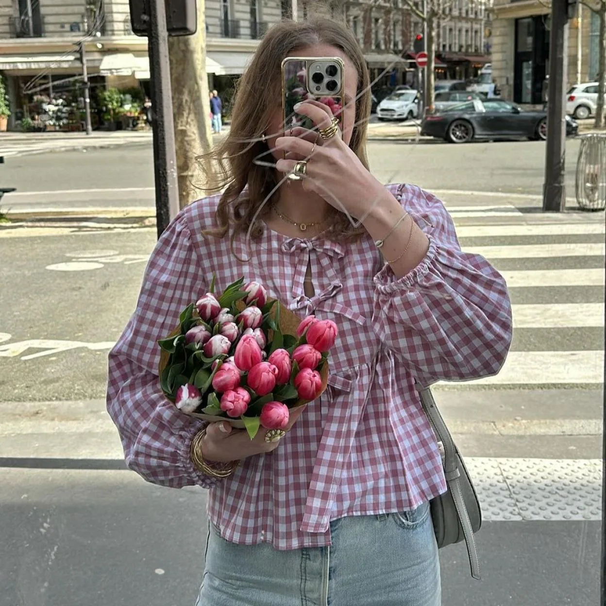 Blusas de shops cuadros roja para mujer