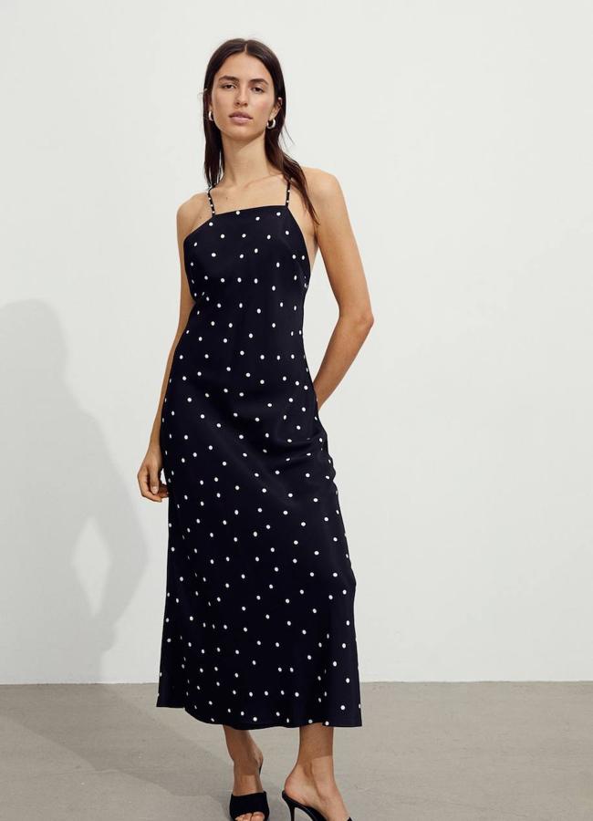 Vestido midi con estampado de lunares