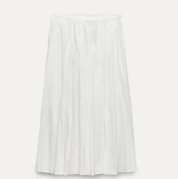 Falda midi blanca de Zara