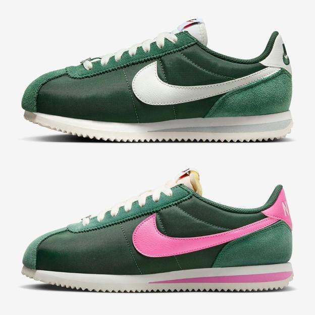 Las zapatillas Nike Cortez de color verde.