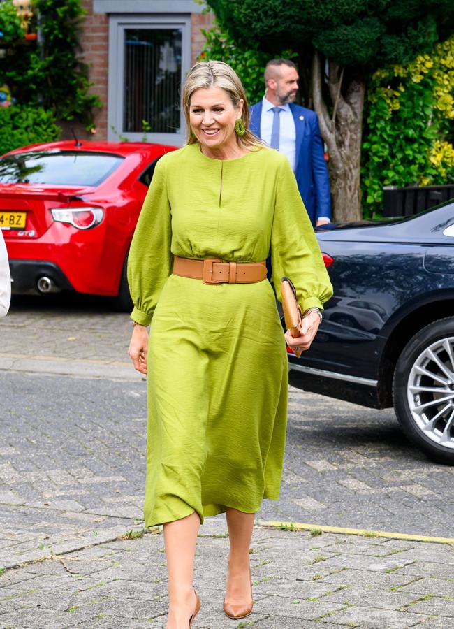 Máxima de Holanda con vestido verde de Natan. Foto: Gtres.