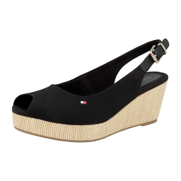 Alpargatas con cuña en color negro de Tommy Hilfiger.