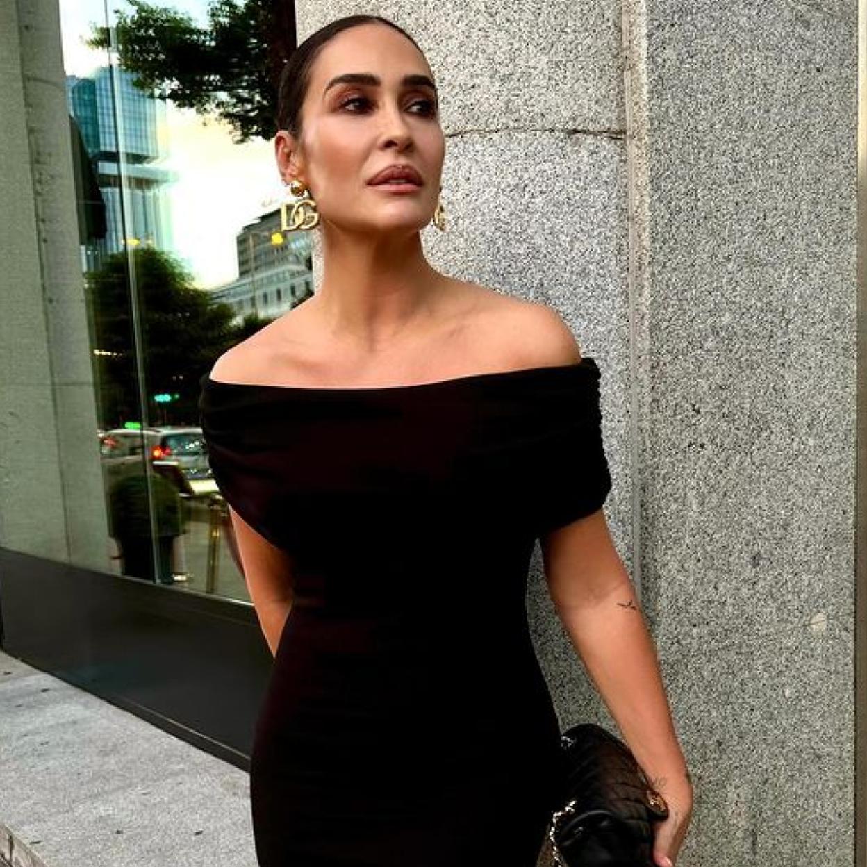 Vicky Martín Berrocal con un vestido negro de Zara./@vickymartinberrocal