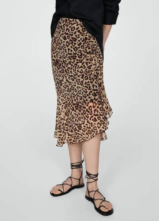 Falda midi de leopardo