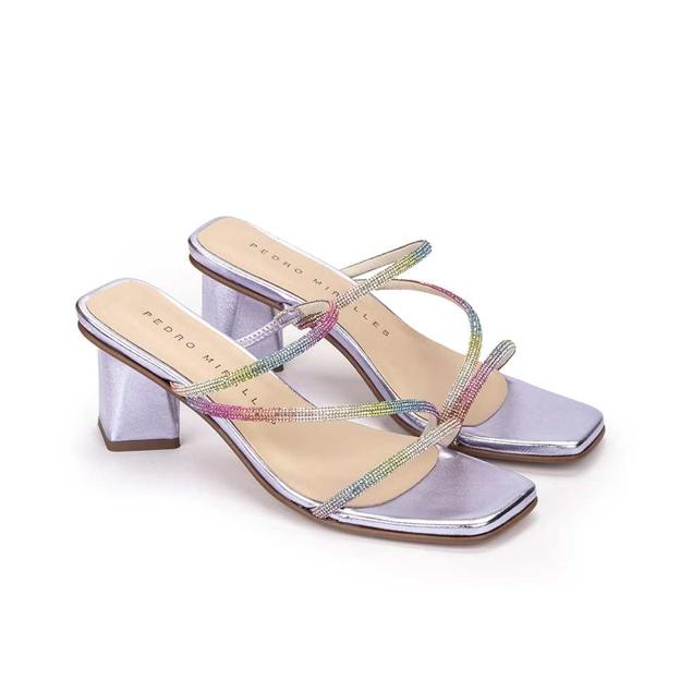 Sandalias de tacón de mujer de piel con brillantes de Pedro Miralles (98,10€)