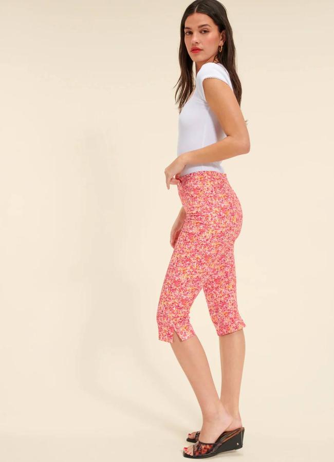 Pantalones capri con floral print