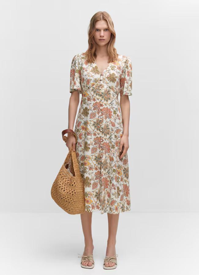 Vestido con estampado de flores de Msngo Outlet.