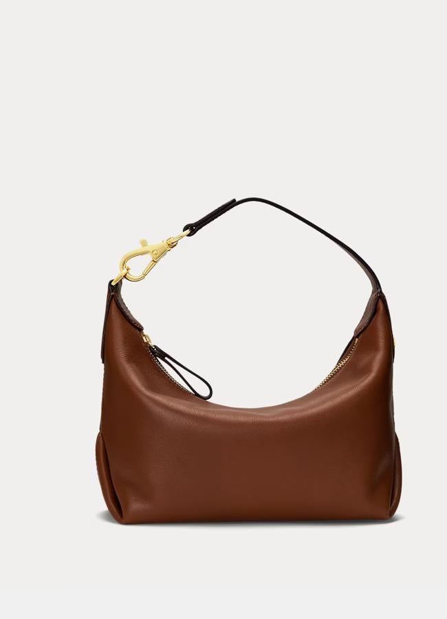 Bolso hobo en marrón de Ralph Lauren.