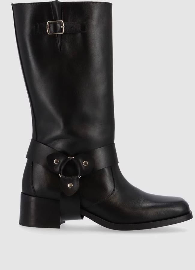 Botas biker de piel color negro