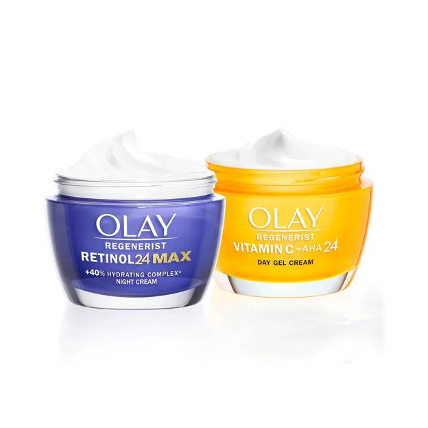 Crema de día y de noche de Olay.