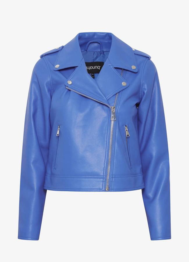 Chaqueta azul de cuero de b.young, 61,95 euros.