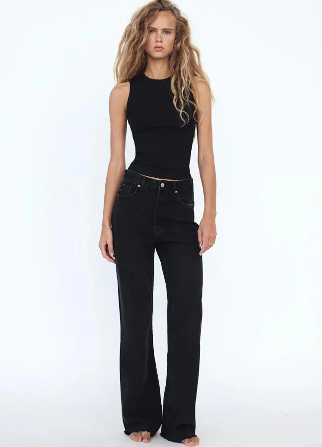 Vaqueros negros estilo wide leg