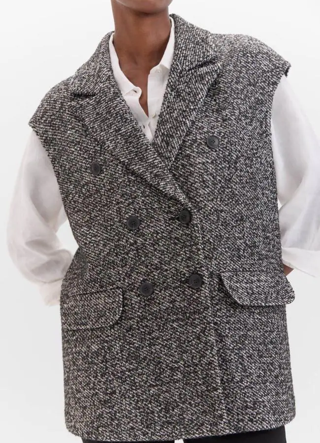 Chaleco de tweed gris jaspeado