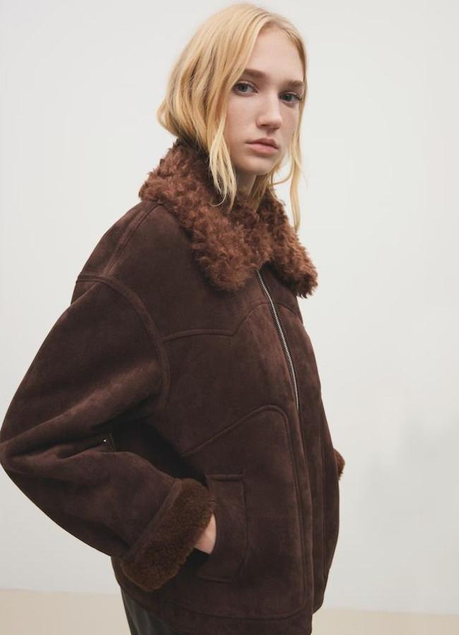 Chaqueta de aviador efecto ante