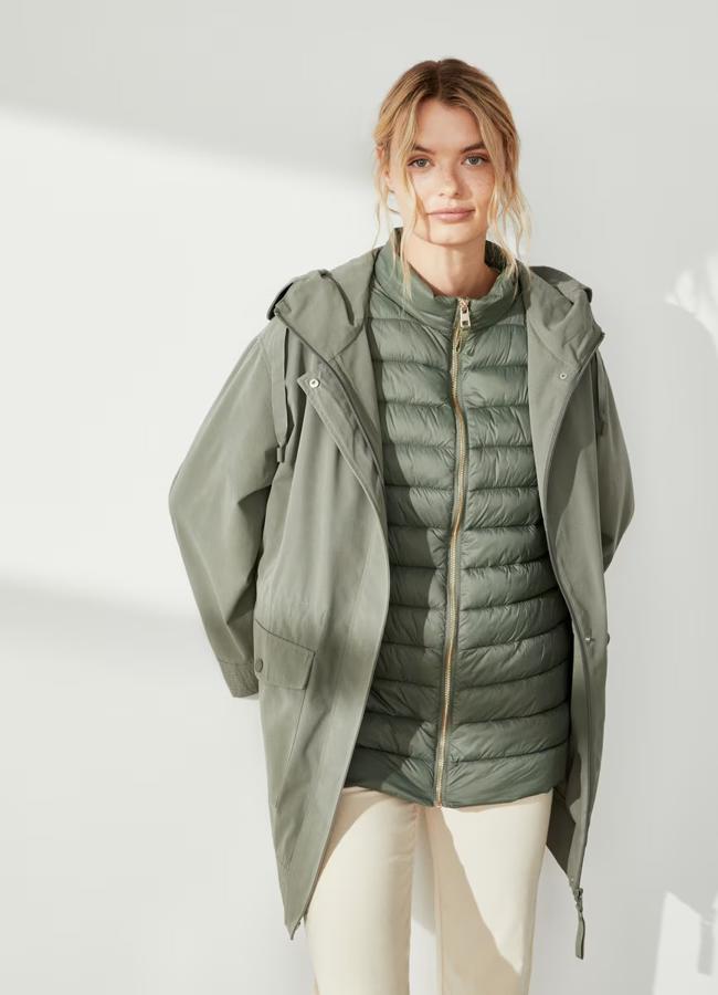 Parka de algodón con chaleco en verde de Southern Cotton.